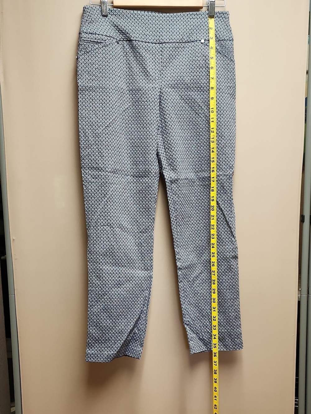 Attyre Navy and White Geometric Dress Pants